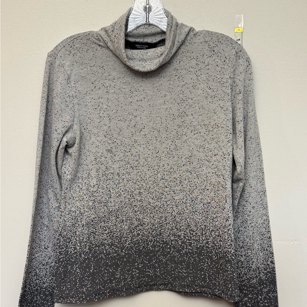 Simply Vera Vera Wang Gray Ombre Turtleneck Sweater Women’s Small Ribbed Knit
